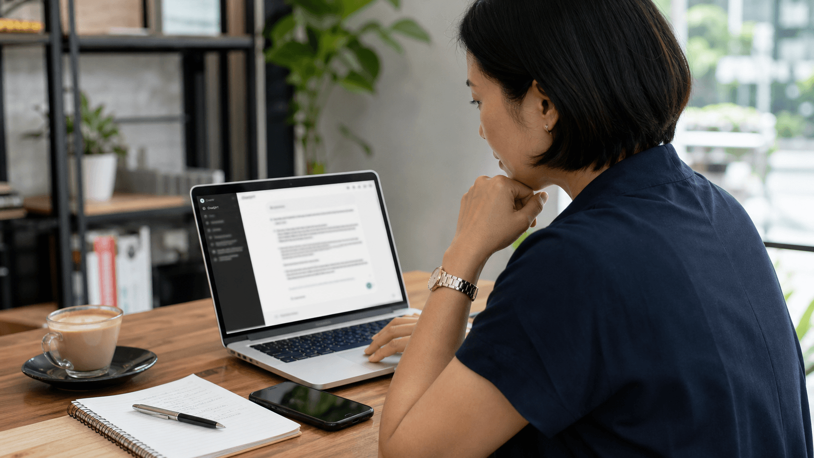 Singapore business owner reviewing local AI recommendation results on a laptop.